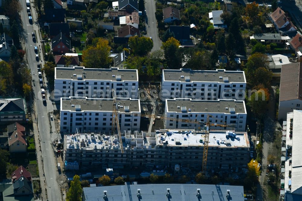 Teltow from above - Construction site to build a new multi-family residential complex Wohnen on Striewitzweg of Bonava Deutschland GmbH in Teltow in the state Brandenburg, Germany