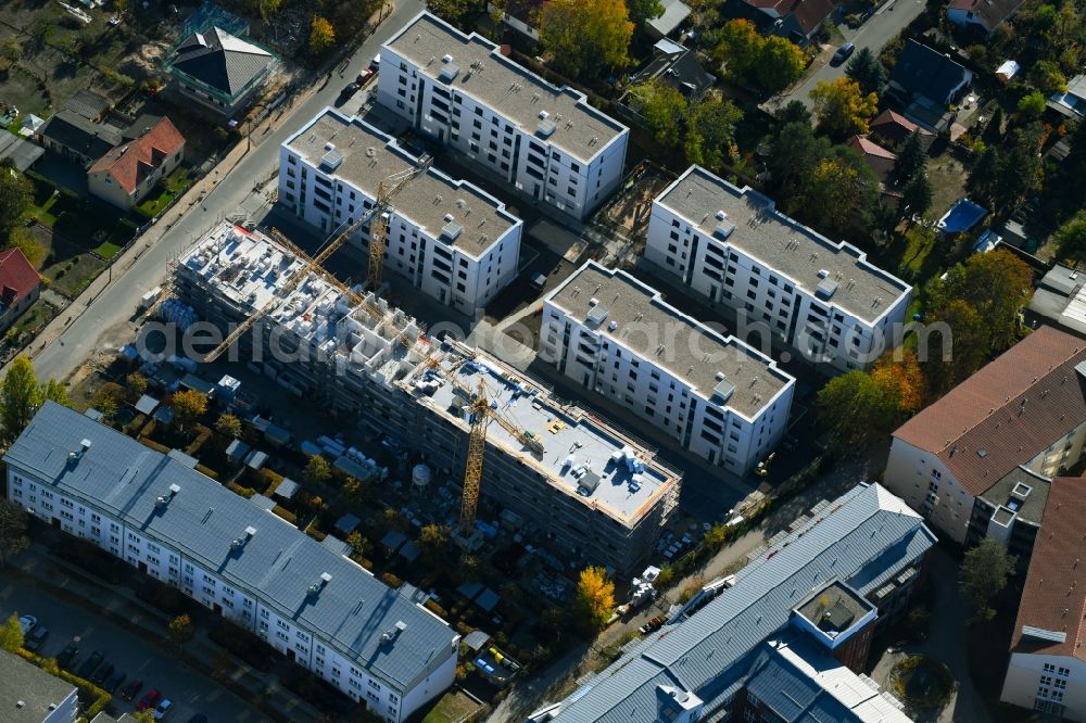 Aerial image Teltow - Construction site to build a new multi-family residential complex Wohnen on Striewitzweg of Bonava Deutschland GmbH in Teltow in the state Brandenburg, Germany