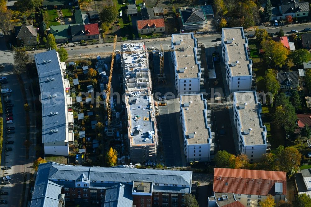 Aerial photograph Teltow - Construction site to build a new multi-family residential complex Wohnen on Striewitzweg of Bonava Deutschland GmbH in Teltow in the state Brandenburg, Germany