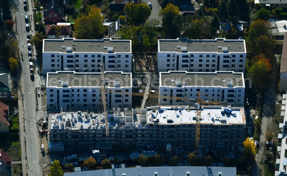 Teltow from above - Construction site to build a new multi-family residential complex Wohnen on Striewitzweg of Bonava Deutschland GmbH in Teltow in the state Brandenburg, Germany