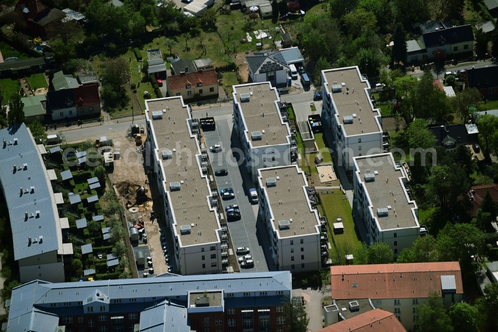 Aerial image Teltow - Construction site to build a new multi-family residential complex Wohnen on Striewitzweg of Bonava Deutschland GmbH in Teltow in the state Brandenburg, Germany