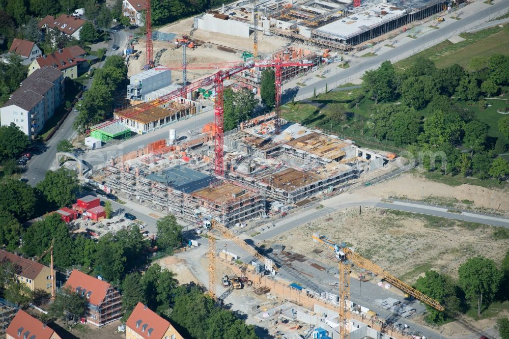 Aerial image Würzburg - Construction site to build a new multi-family residential complex Wohnen on Terrassenpark in the district Frauenland in Wuerzburg in the state Bavaria, Germany