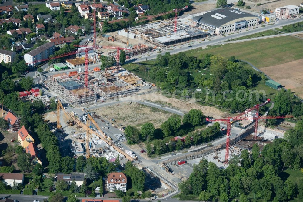 Aerial photograph Würzburg - Construction site to build a new multi-family residential complex Wohnen on Terrassenpark in the district Frauenland in Wuerzburg in the state Bavaria, Germany