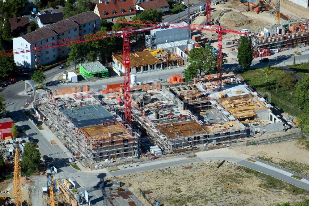 Würzburg from above - Construction site to build a new multi-family residential complex Wohnen on Terrassenpark in the district Frauenland in Wuerzburg in the state Bavaria, Germany