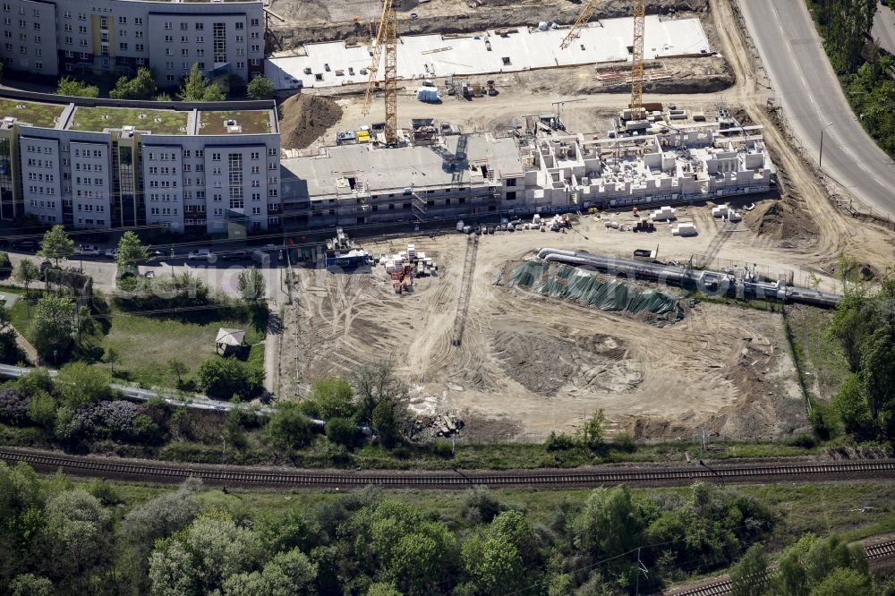 Berlin from above - Construction site of a new multi-family residential area with apartment buildings on Gensinger Strasse in the Lichtenberg district of Berlin, Germany