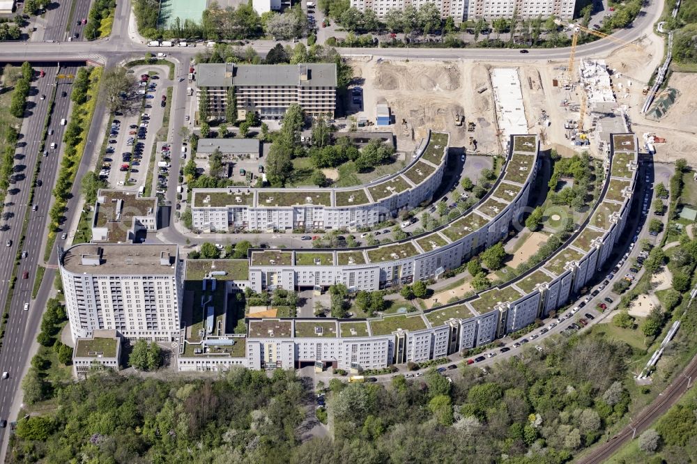 Berlin from above - Construction site of a new multi-family residential area with apartment buildings on Gensinger Strasse in the Lichtenberg district of Berlin, Germany