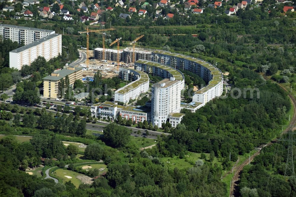 Berlin from above - Construction site of a new multi-family residential area with apartment buildings on Gensinger Strasse in the Lichtenberg district of Berlin, Germany