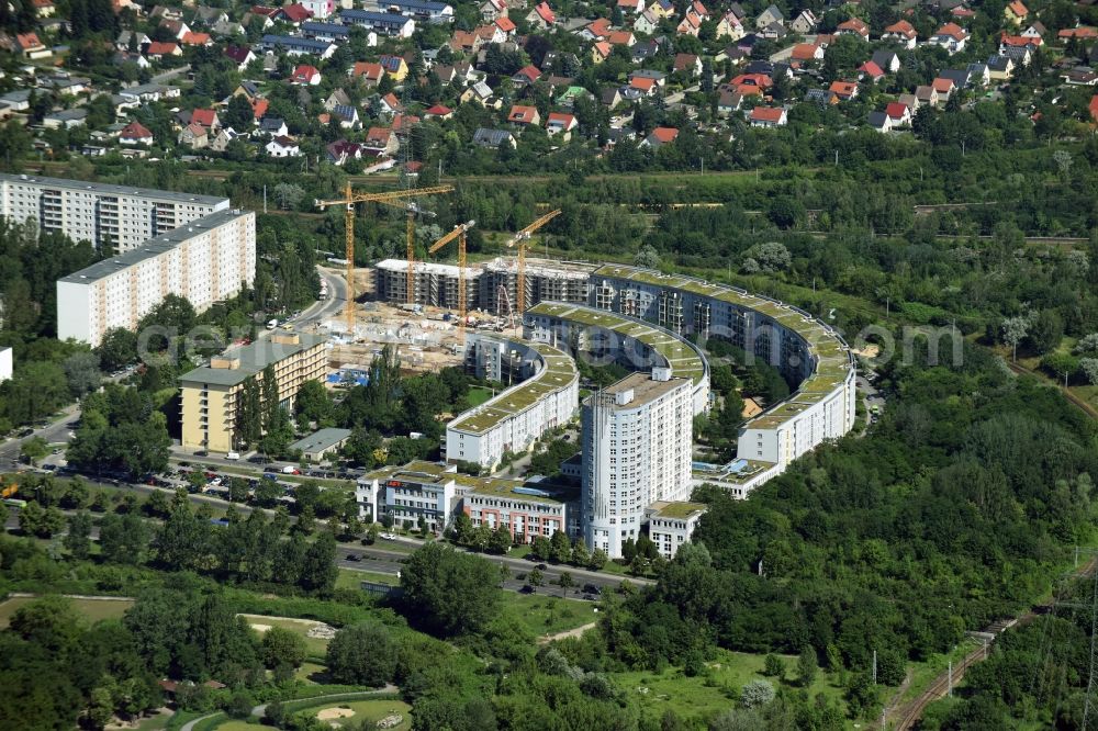 Aerial image Berlin - Construction site of a new multi-family residential area with apartment buildings on Gensinger Strasse in the Lichtenberg district of Berlin, Germany