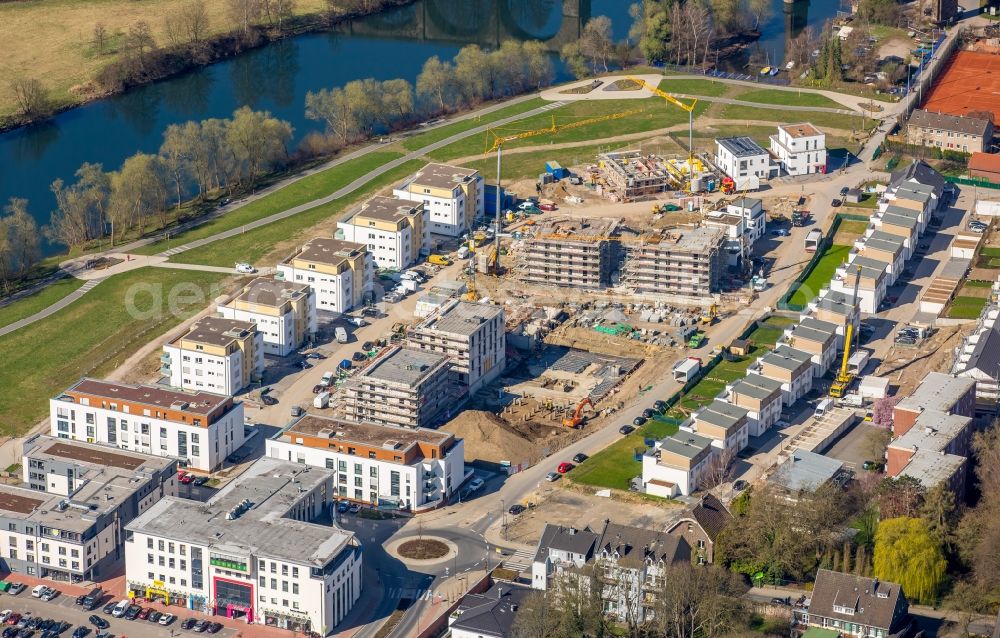 Herdecke from the bird's eye view: Construction site to build a new multi-family residential complex in residential Ufer-Viertel former Westfalia- Gelaende in the district Westende in Herdecke in the state North Rhine-Westphalia