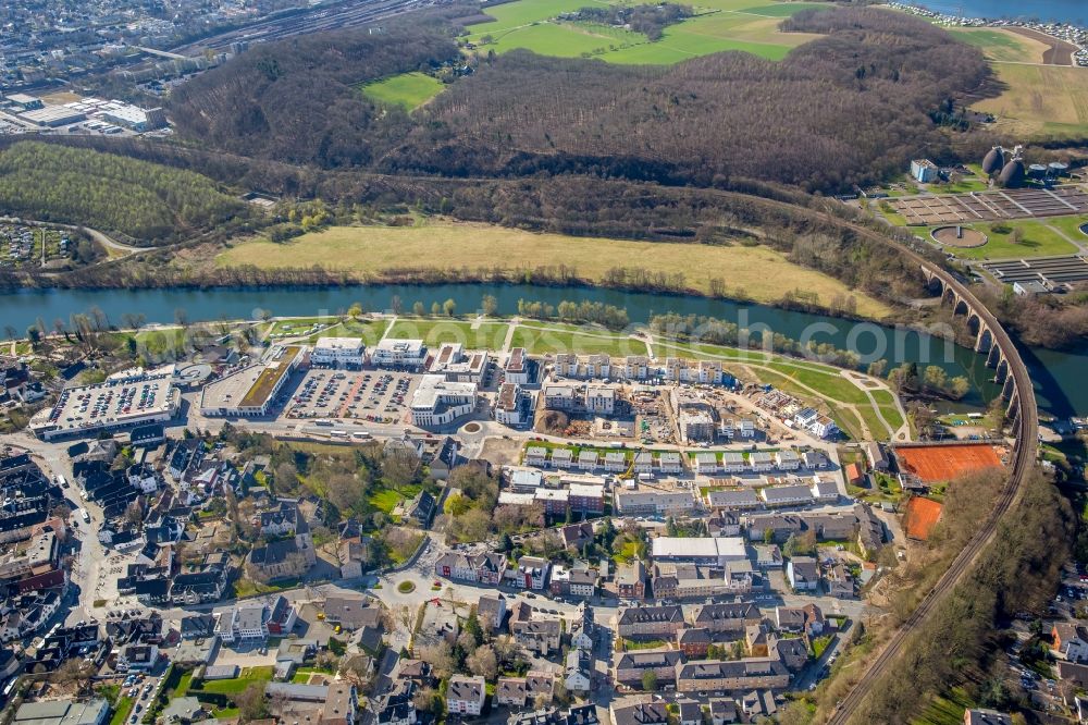 Herdecke from the bird's eye view: Construction site to build a new multi-family residential complex in residential Ufer-Viertel former Westfalia- Gelaende in the district Westende in Herdecke in the state North Rhine-Westphalia