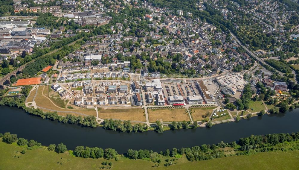 Herdecke from above - Construction site to build a new multi-family residential complex in residential Ufer-Viertel former Westfalia- Gelaende in the district Westende in Herdecke in the state North Rhine-Westphalia