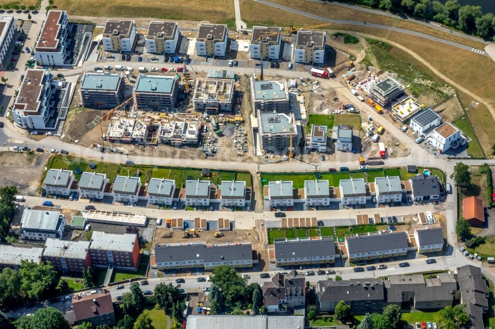 Herdecke from the bird's eye view: Construction site to build a new multi-family residential complex in residential Ufer-Viertel former Westfalia- Gelaende in the district Westende in Herdecke in the state North Rhine-Westphalia