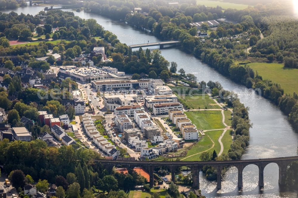 Herdecke from the bird's eye view: Construction site to build a new multi-family residential complex in residential Ufer-Viertel former Westfalia- Gelaende in the district Westende in Herdecke in the state North Rhine-Westphalia