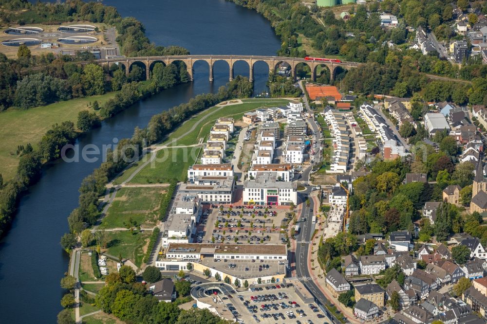 Herdecke from the bird's eye view: Construction site to build a new multi-family residential complex in residential Ufer-Viertel former Westfalia- Gelaende in the district Westende in Herdecke in the state North Rhine-Westphalia