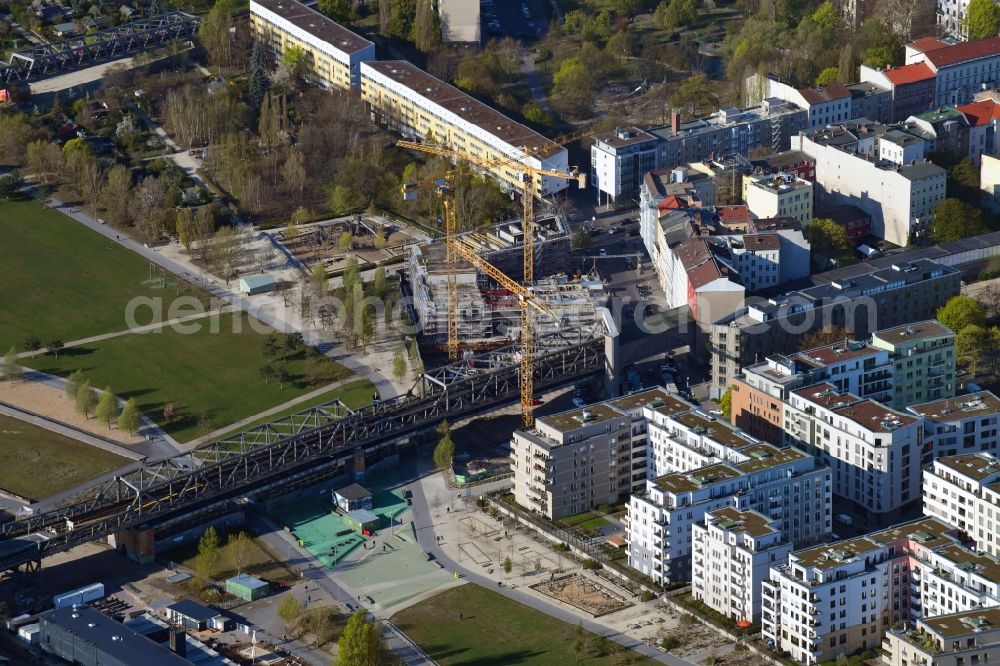 Aerial image Berlin - Construction site to build a new multi-family residential complex WOHNPANORAMA on Dennewitzstrasse in the district Berlin-Kreuzberg in Berlin, Germany