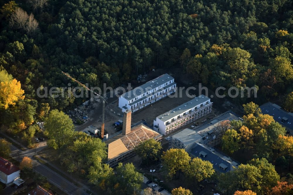 Berlin from above - Construction site to build a new multi-family residential complex des frueheren Makarenko-Kinderheims an der Suedostallee in Berlin in Germany