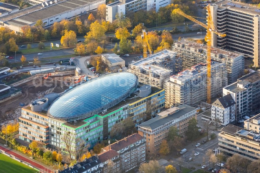 Aerial image Düsseldorf - Construction site to build a new multi-family residential complex Wohnpark La Vie a?? Schwannstrasse between Kennedydamm and Schwannstrasse in Duesseldorf in the state North Rhine-Westphalia, Germany