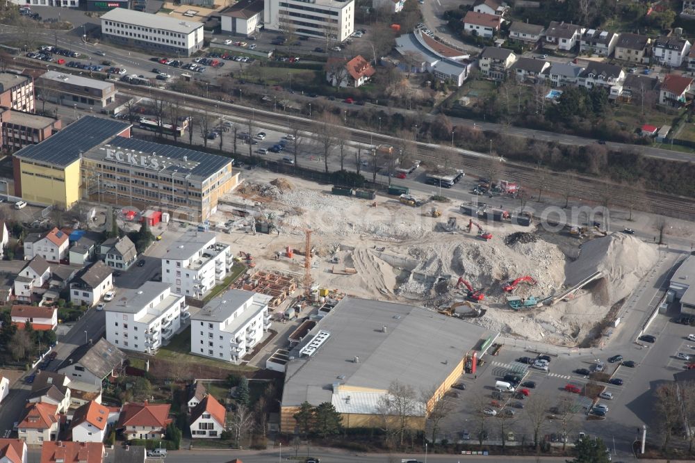 Aerial photograph Nieder-Olm - Construction site to build a new multi-family residential complex at the Ludwig-Eckes-Allee in Nieder-Olm in the state Rhineland-Palatinate