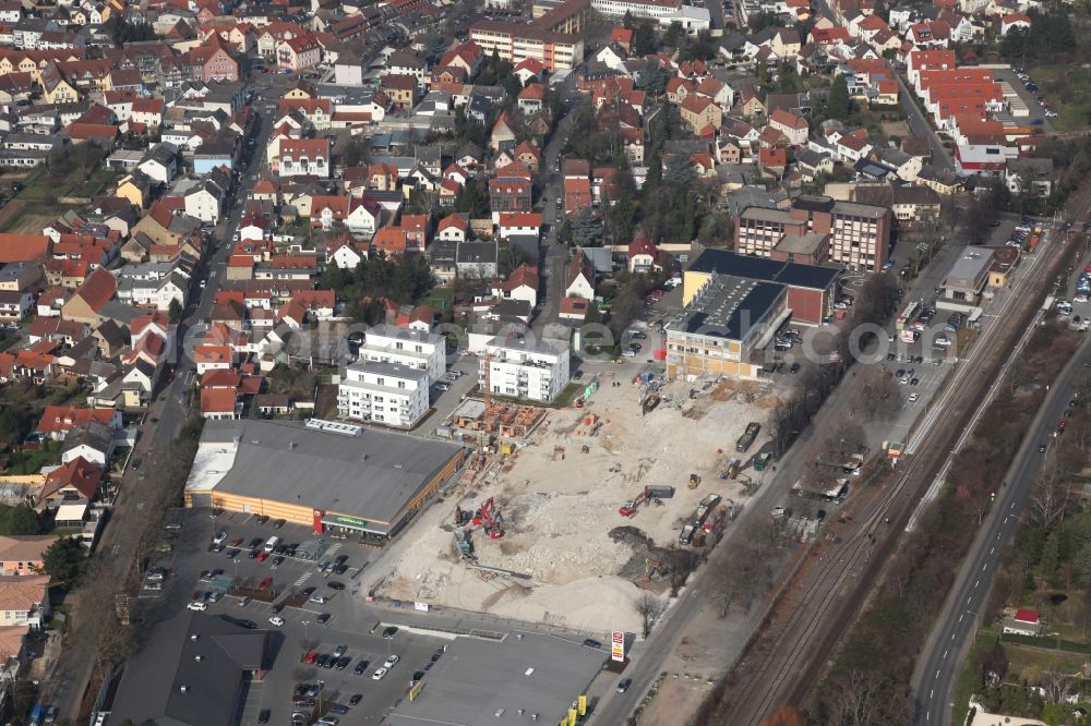 Nieder-Olm from above - Construction site to build a new multi-family residential complex at the Ludwig-Eckes-Allee in Nieder-Olm in the state Rhineland-Palatinate