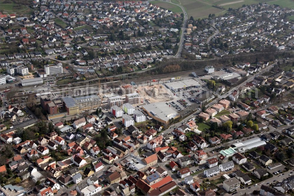 Nieder-Olm from above - Construction site to build a new multi-family residential complex at the Ludwig-Eckes-Allee in Nieder-Olm in the state Rhineland-Palatinate