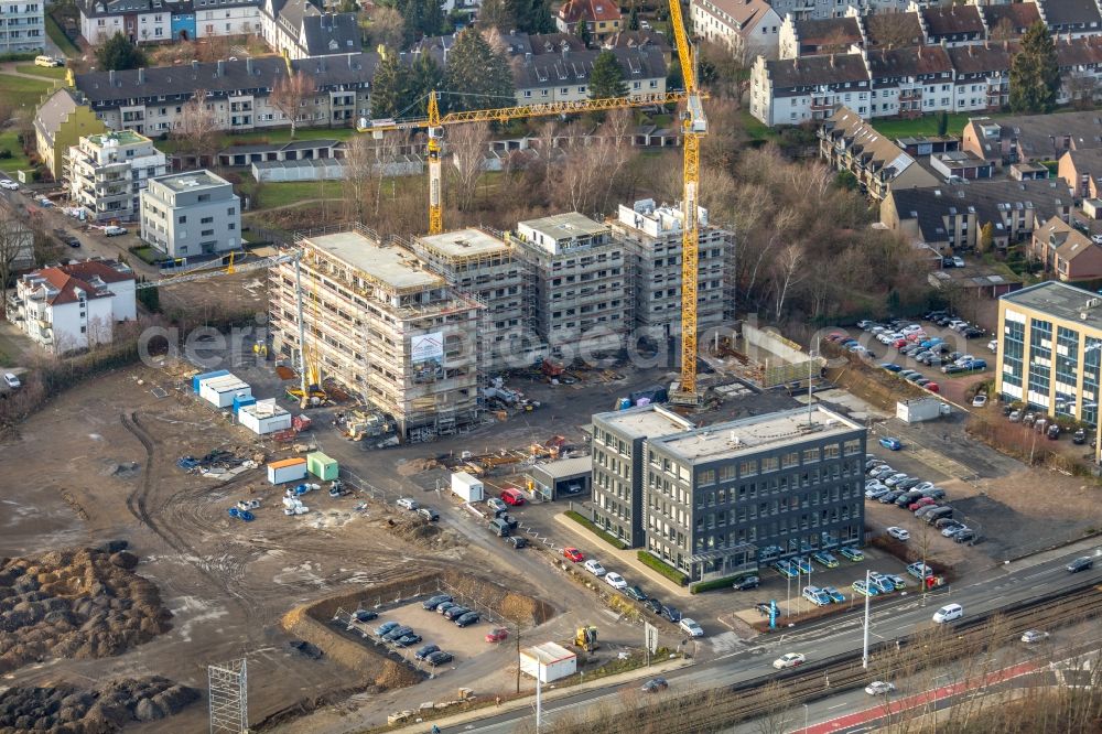 Aerial photograph Bochum - Construction site to build a new multi-family residential complex Wohnquartier Seven Stones in Bochum at Ruhrgebiet in the state North Rhine-Westphalia, Germany