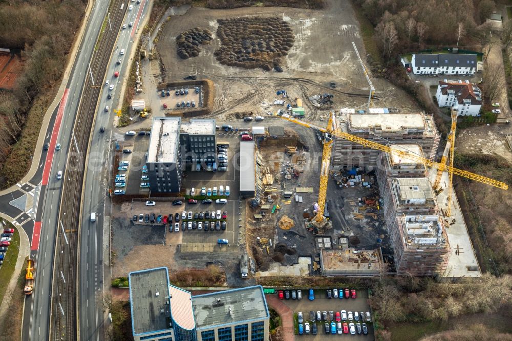 Bochum from above - Construction site to build a new multi-family residential complex Wohnquartier Seven Stones in Bochum at Ruhrgebiet in the state North Rhine-Westphalia, Germany