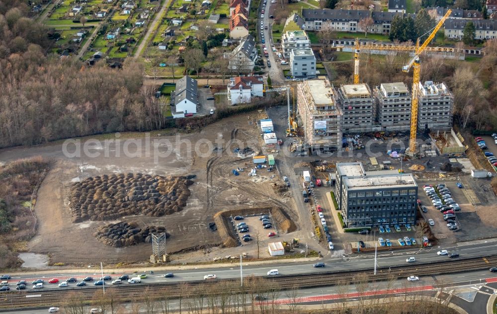 Bochum from the bird's eye view: Construction site to build a new multi-family residential complex Wohnquartier Seven Stones in Bochum at Ruhrgebiet in the state North Rhine-Westphalia, Germany