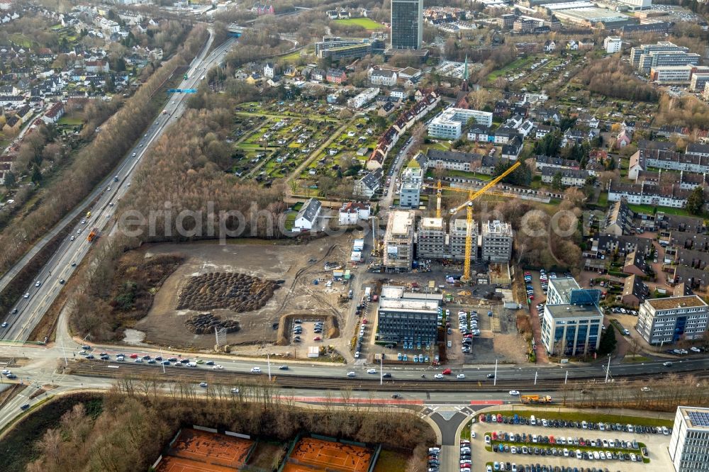 Bochum from above - Construction site to build a new multi-family residential complex Wohnquartier Seven Stones in Bochum at Ruhrgebiet in the state North Rhine-Westphalia, Germany