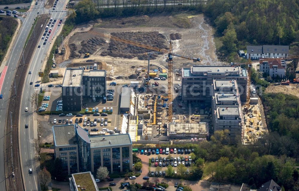 Bochum from above - Construction site to build a new multi-family residential complex Wohnquartier Seven Stones in Bochum at Ruhrgebiet in the state North Rhine-Westphalia, Germany