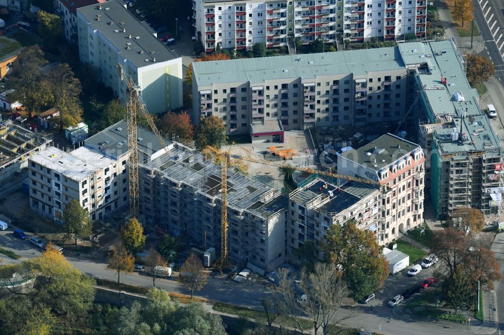 Aerial photograph Magdeburg - Construction site to build a new multi-family residential complex of Wohnungsbaugenossenschaft a??Stadt Magdeburg von 1954a?? eG in of Turmschanzenstrasse in Magdeburg in the state Saxony-Anhalt, Germany