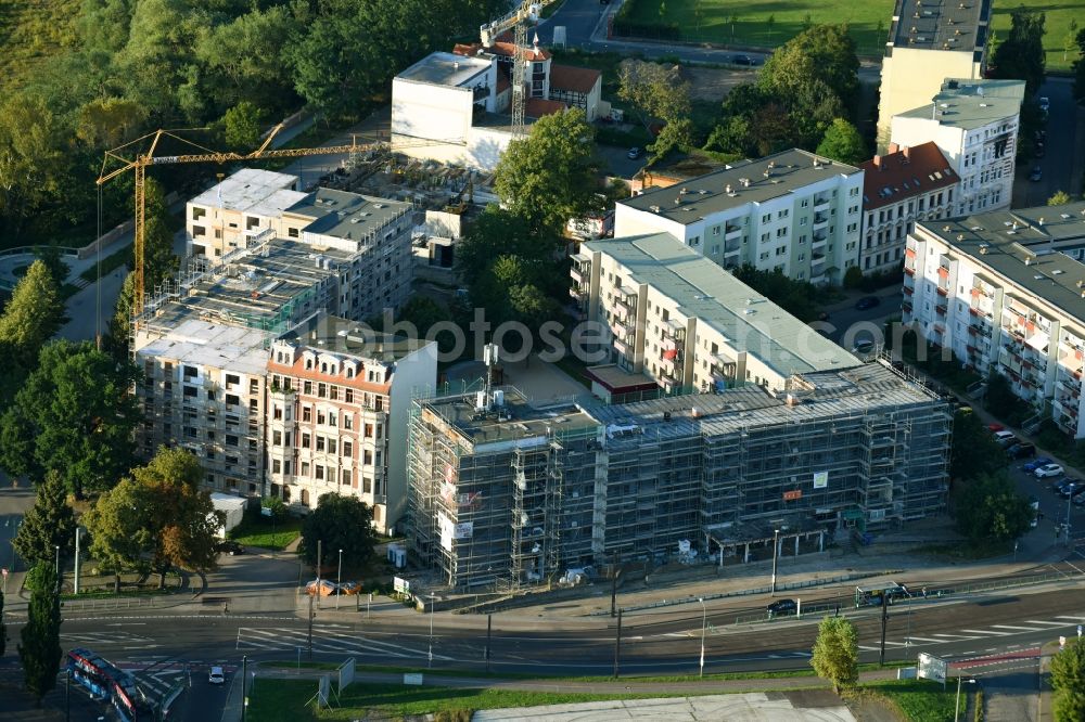 Aerial photograph Magdeburg - Construction site to build a new multi-family residential complex of Wohnungsbaugenossenschaft a??Stadt Magdeburg von 1954a?? eG in of Turmschanzenstrasse in Magdeburg in the state Saxony-Anhalt, Germany