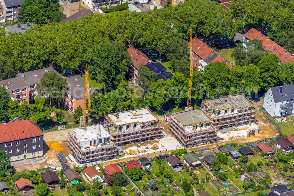 Aerial image Herne - Construction site to build a new multi-family residential complex of Wohnungsverein Herne eG on Augustastrasse in Herne in the state North Rhine-Westphalia, Germany