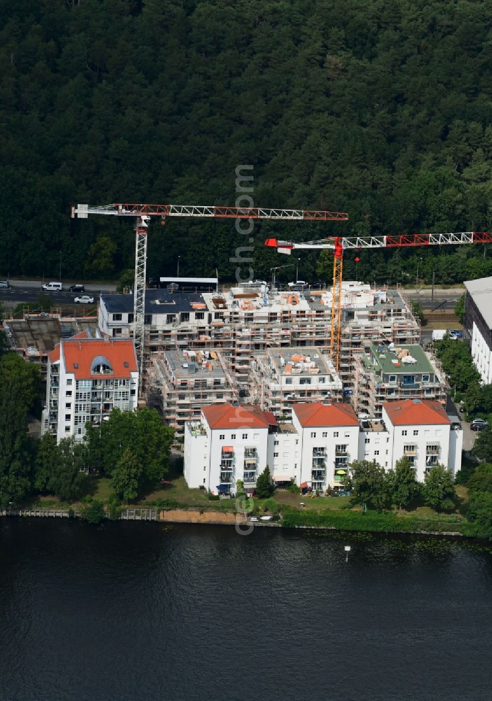 Aerial photograph Berlin - Construction site to build a new multi-family residential complex An of Wuhlheide in the district Oberschoeneweide in Berlin, Germany