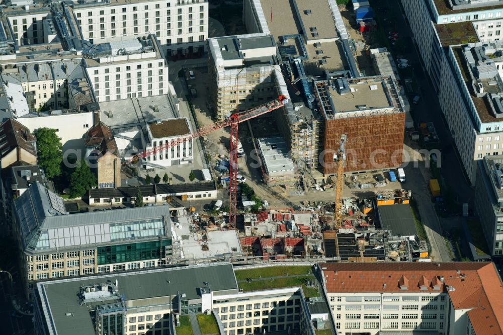 Aerial image Berlin - Construction site to build a new multi-family residential complex Zinnowitzer Strasse in the district Mitte in Berlin, Germany