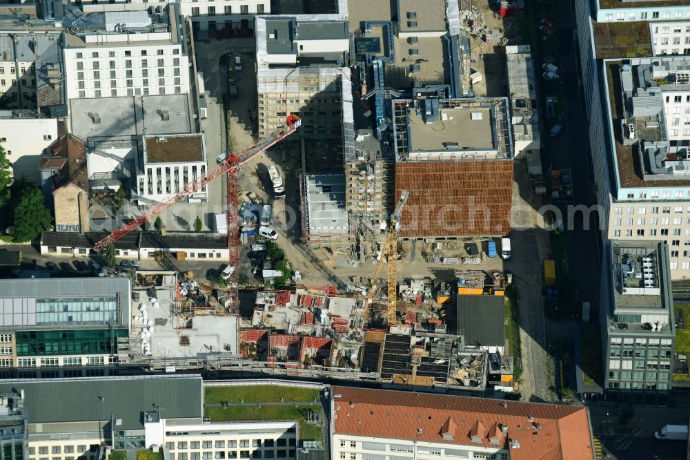 Aerial photograph Berlin - Construction site to build a new multi-family residential complex Zinnowitzer Strasse in the district Mitte in Berlin, Germany