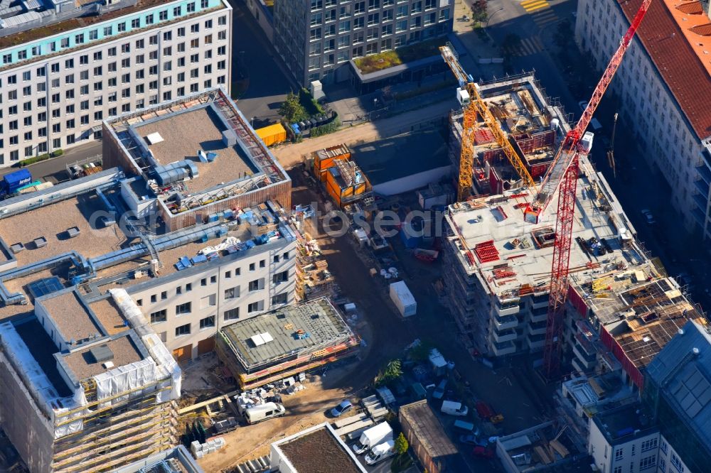 Berlin from above - Construction site to build a new multi-family residential complex Zinnowitzer Strasse in the district Mitte in Berlin, Germany