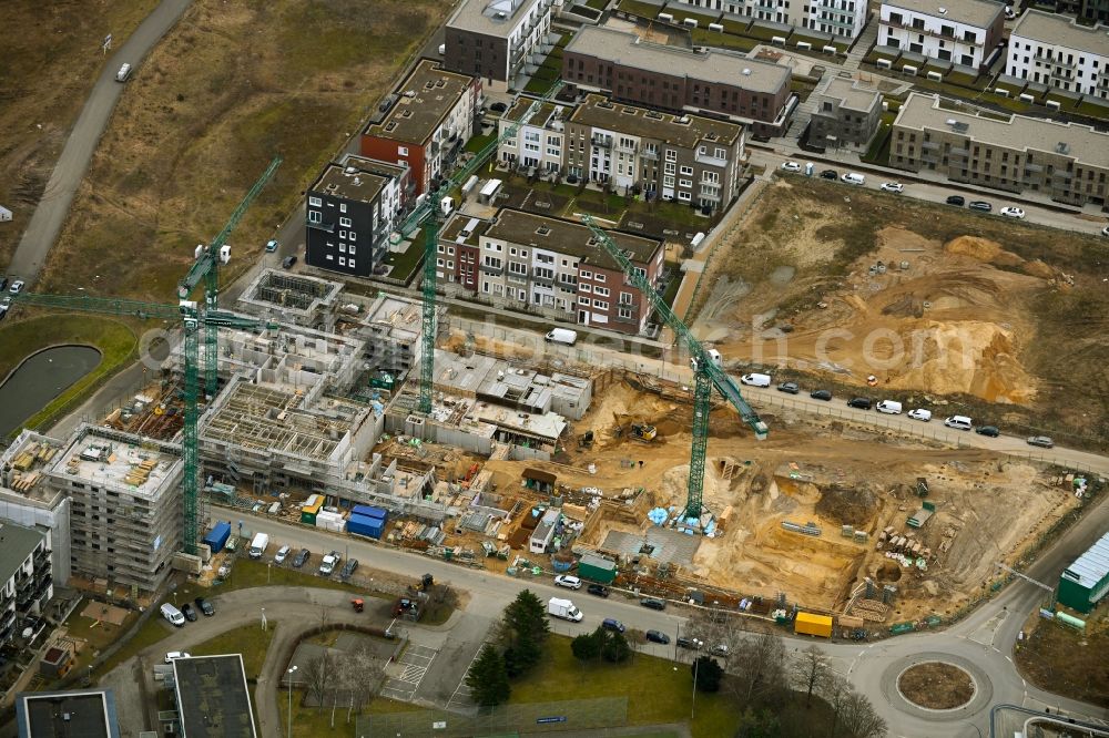 Aerial image Hamburg - Construction site to build a new multi-family residential complex on Kaskadenpark - Wilsonstrasse - Charlotte-Muegge-Weg - Zur Jenfelder Au in the district Billstedt in Hamburg, Germany