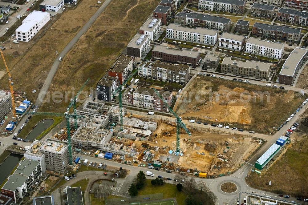 Aerial photograph Hamburg - Construction site to build a new multi-family residential complex on Kaskadenpark - Wilsonstrasse - Charlotte-Muegge-Weg - Zur Jenfelder Au in the district Billstedt in Hamburg, Germany