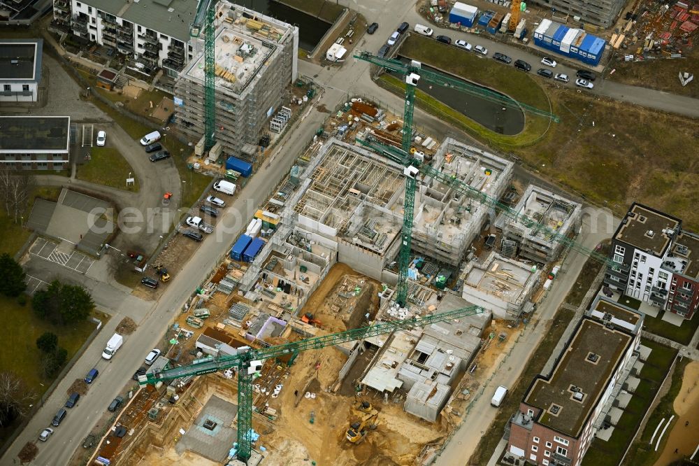 Aerial image Hamburg - Construction site to build a new multi-family residential complex on Kaskadenpark - Wilsonstrasse - Charlotte-Muegge-Weg - Zur Jenfelder Au in the district Billstedt in Hamburg, Germany