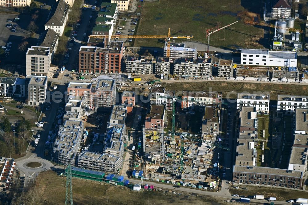 Aerial image Hamburg - Construction site to build a new multi-family residential complex on Kaskadenpark - Wilsonstrasse - Charlotte-Muegge-Weg - Zur Jenfelder Au in the district Billstedt in Hamburg, Germany