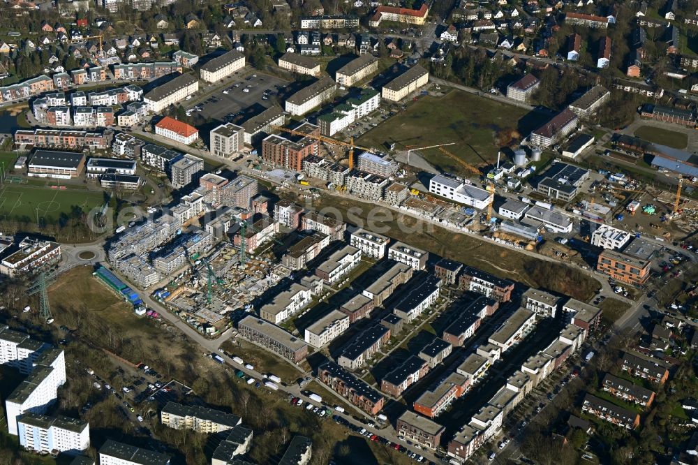 Aerial image Hamburg - Construction site to build a new multi-family residential complex on Kaskadenpark - Wilsonstrasse - Charlotte-Muegge-Weg - Zur Jenfelder Au in the district Billstedt in Hamburg, Germany