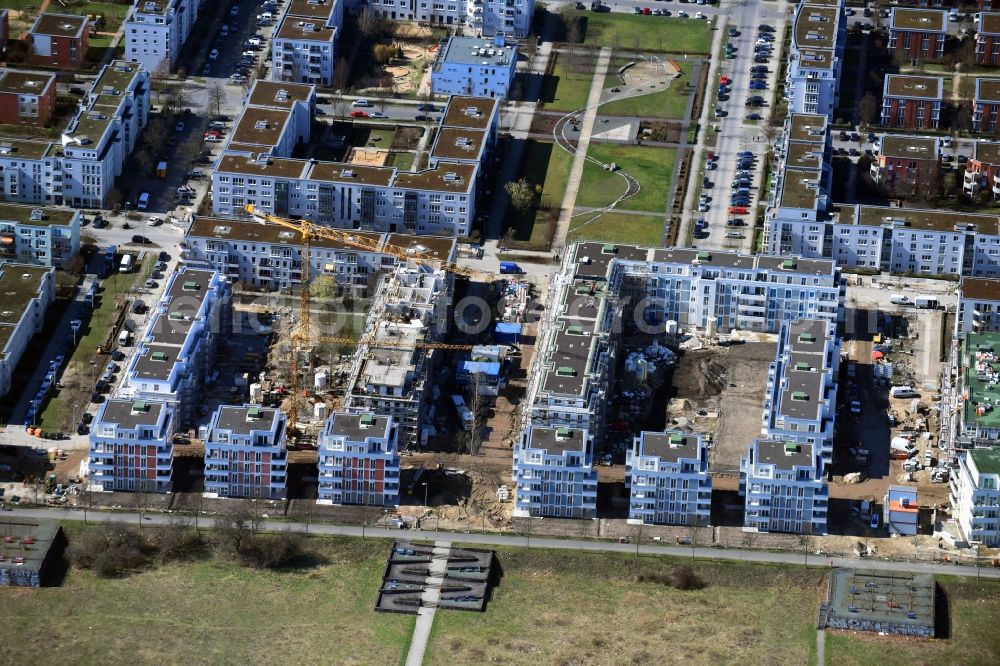 Berlin from above - Construction site to build a new multi-family residential complex between Hasenholzer Allee and the Wiesenpark in the district Marzahn in Berlin