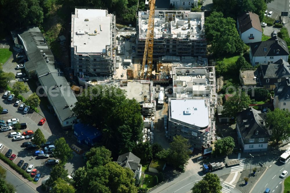 Wetzlar from above - Construction site to build a new multi-family residential complex between Nauborner Strasse, Franziskanerstrasse and Geiersberg in Wetzlar in the state Hesse, Germany