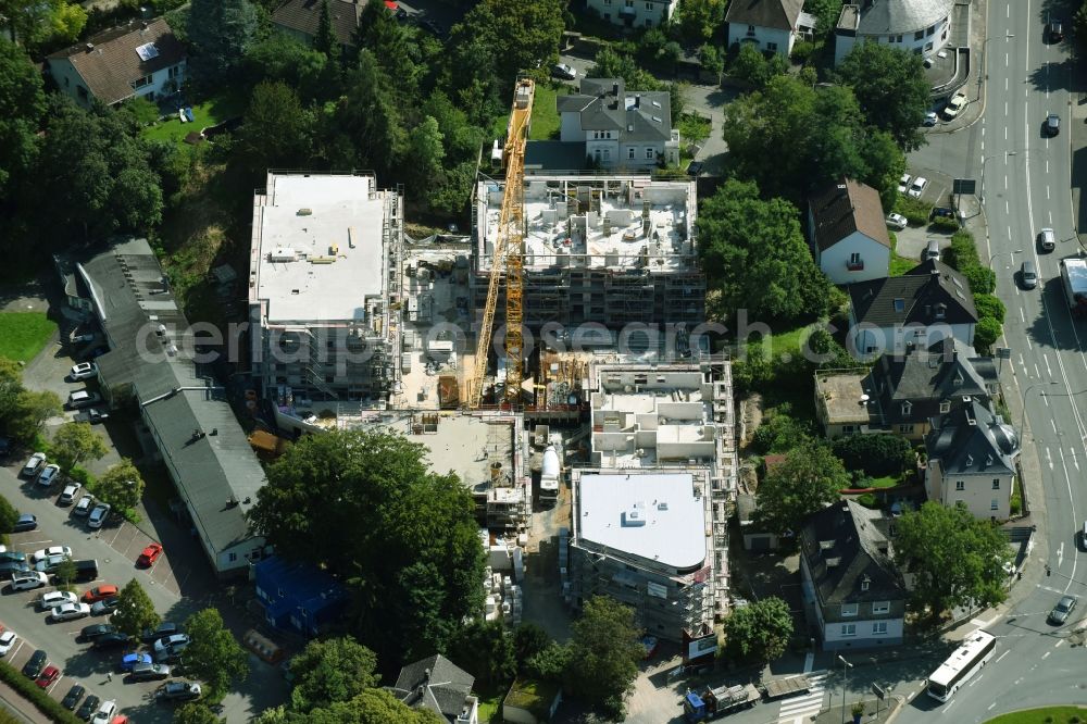 Wetzlar from the bird's eye view: Construction site to build a new multi-family residential complex between Nauborner Strasse, Franziskanerstrasse and Geiersberg in Wetzlar in the state Hesse, Germany