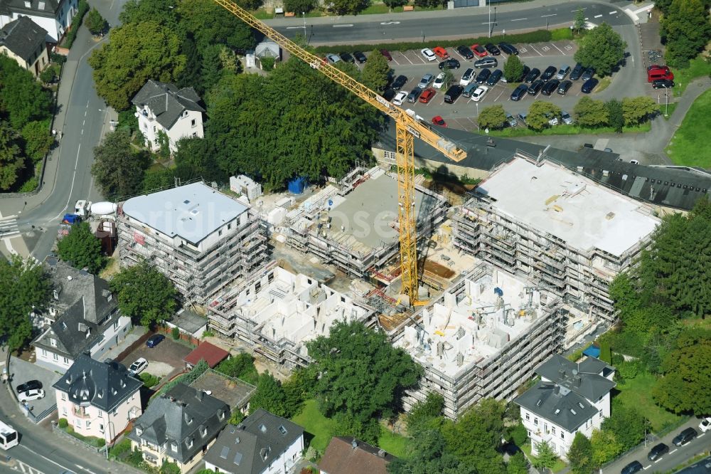 Wetzlar from the bird's eye view: Construction site to build a new multi-family residential complex between Nauborner Strasse, Franziskanerstrasse and Geiersberg in Wetzlar in the state Hesse, Germany