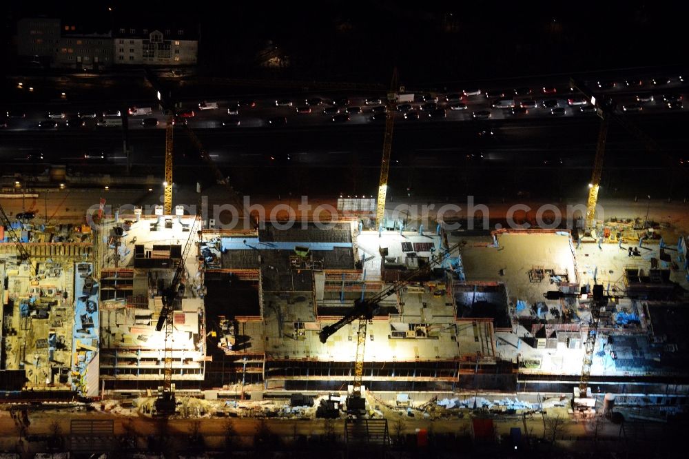 Aerial image München - Night view of construction site to build a new multi-family residential complex on Schwabinger Tor along Leopoldstrasse in Munich in the state Bavaria