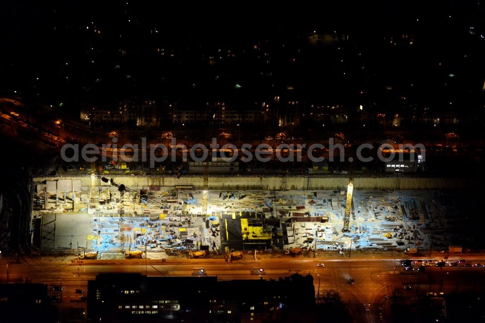 Aerial photograph München - Night view of construction site to build a new multi-family residential complex on Schwabinger Tor along Leopoldstrasse in Munich in the state Bavaria