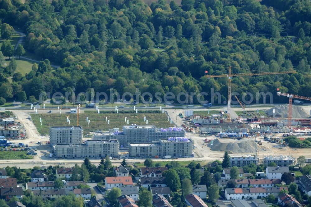 Aerial image München - Construction site to build a new multi-family residential complex der Terrafinanz GmbH & Co. KG im Stadtteil Perlach in Munich in the state Bavaria