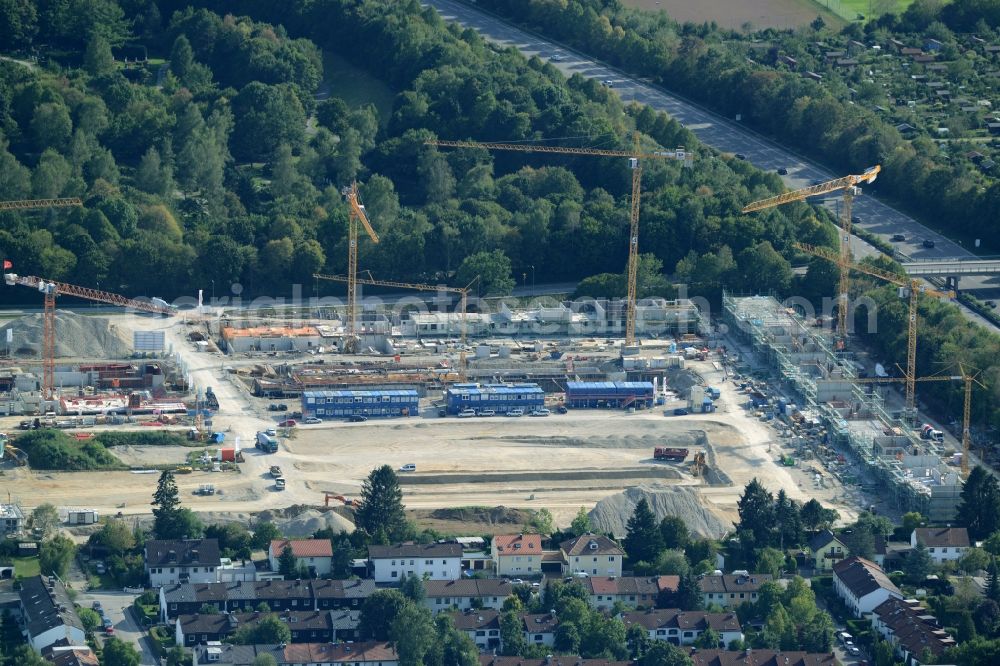 Aerial photograph München - Construction site to build a new multi-family residential complex der Terrafinanz GmbH & Co. KG im Stadtteil Perlach in Munich in the state Bavaria