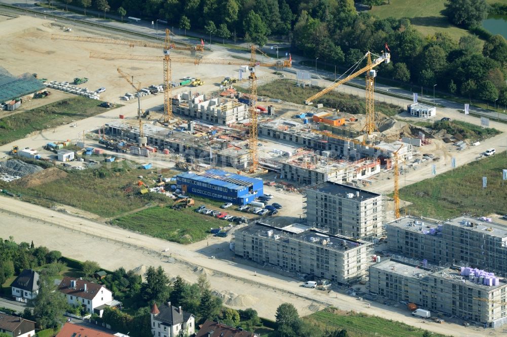 München from above - Construction site to build a new multi-family residential complex der Terrafinanz GmbH & Co. KG im Stadtteil Perlach in Munich in the state Bavaria